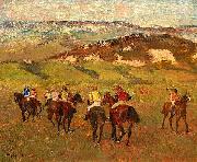 Jockeys on Horseback before Distant Hills Edgar Degas